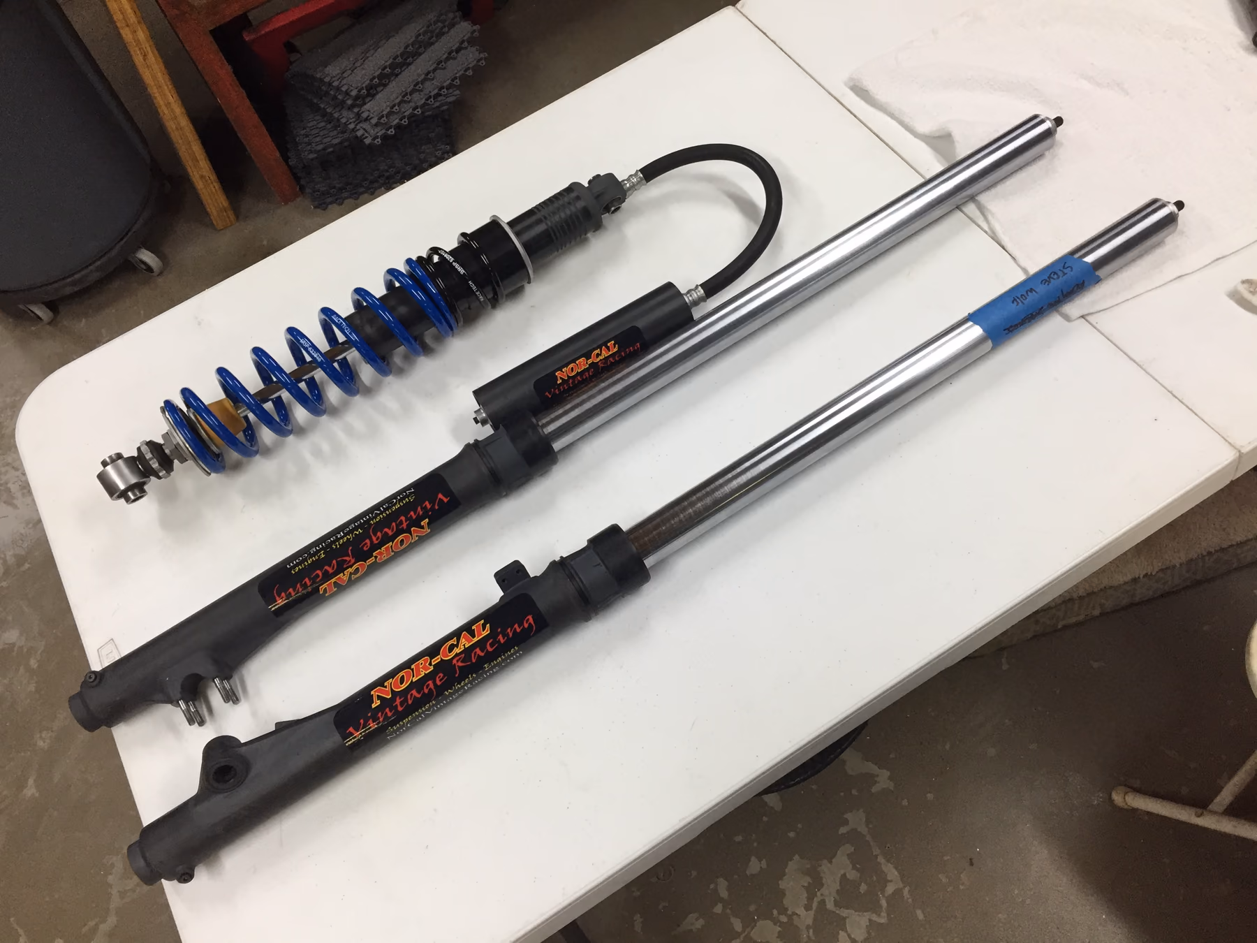Nor-Cal Vintage Racing shock and forks